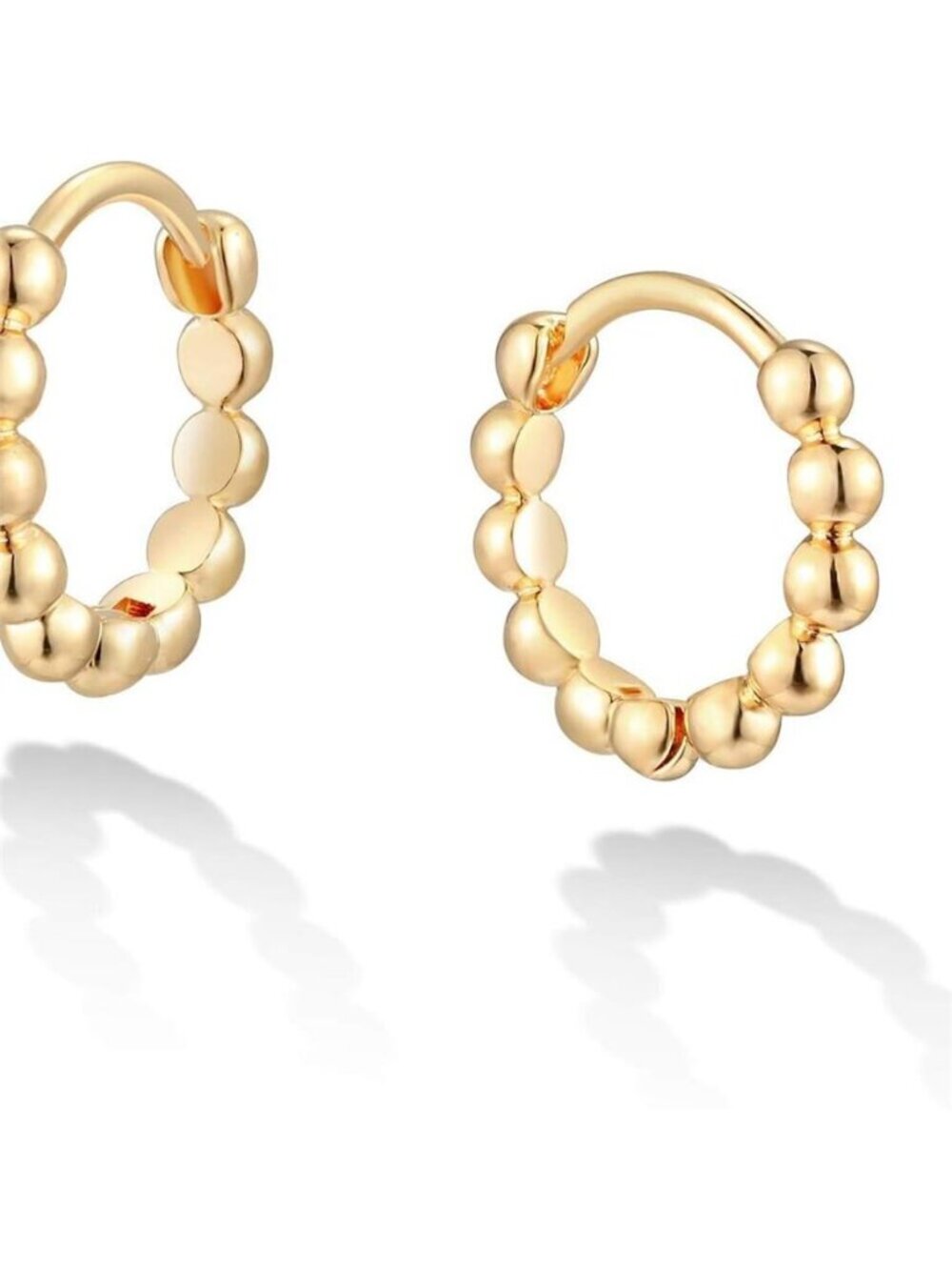 Gold Hoop Earrings 14K Gold Plated Beaded Small Hypoallergenic Jewelry Gift for